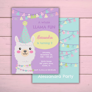 Niedliche Pastel-Lama-Party Einladung