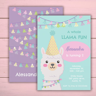 Niedliche Pastel-Lama-Party Einladung