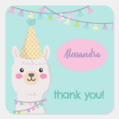 Niedliche Pastel-Lama-Party Einladung Quadratischer Aufkleber (Vorderseite)