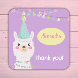 Niedliche Pastel-Lama-Party Einladung Quadratischer Aufkleber