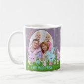 Niedliche Pastel Lila Hoppy Osterfamilie Foto Gesc Kaffeetasse (Links)