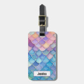 Niedliche Pastel-Mermaid-Skala Gepäckanhänger (Vorderseite vertikal)