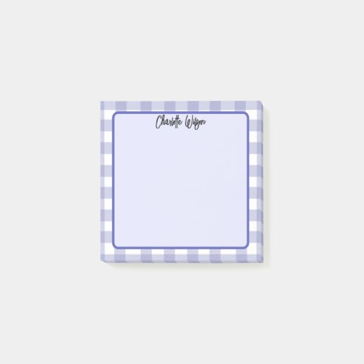 Niedliche Pastel Navy Gingham Pattern Notes Post-it Klebezettel (Vorderseite)