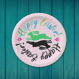 Niedliche Pastel Oaster Bunnies Illustration Pappteller