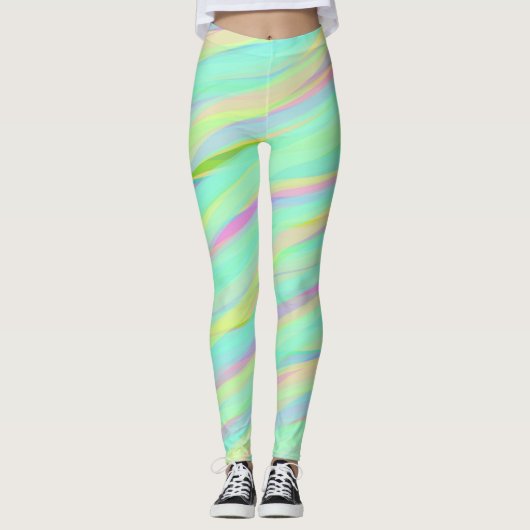 Niedliche Pastel Ombre Rainbow Farbiges Muster Yog Leggings (Vorderseite)