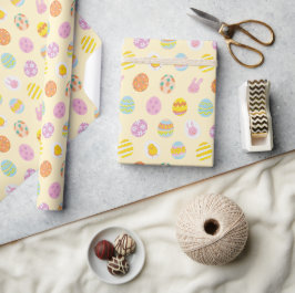 Niedliche Pastel Ostereier Muster Frühlingsgelb Geschenkpapier