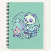 Niedliche Pastel Panda am Campfire mit Geschenken Notizblock (Vorderseite)