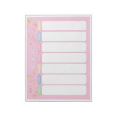 Niedliche Pastel Pink Confetti Wochenplaner Notizblock (Rotiert)