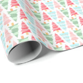 Niedliche Pastel Pink farbenfrohe Weihnachtsbaummu Geschenkpapier (Rolleneckpunkt)