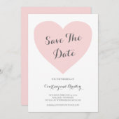 Niedliche Pastel Pink Herz Typografie Hochzeit Save The Date (Vorne/Hinten)