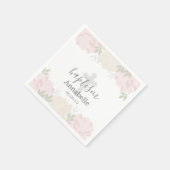 Niedliche Pastel Pink Peonies Baby Taufe Serviette (Ecke)