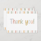 Niedliche Pastel Pinselstriche Stripes Babydusche Dankeskarte (Vorne/Hinten)