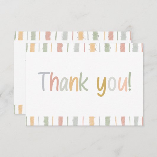Niedliche Pastel Pinselstriche Stripes Babydusche Dankeskarte (Vorne/Hinten)