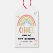Niedliche Pastel Rainbow 1. Geburtstag Geschenkanhänger (Vorderseite)