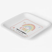 Niedliche Pastel Rainbow 1. Geburtstag Pappteller (Gewinkelt)
