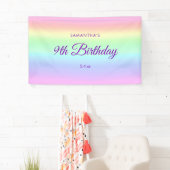 Niedliche Pastel Rainbow 9. Geburtstag Hintergrund Banner (Insitu)