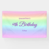 Niedliche Pastel Rainbow 9. Geburtstag Hintergrund Banner (Horizontal)