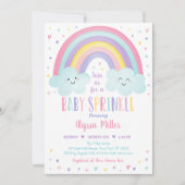 Niedliche Pastel Rainbow Clouds Baby Sprinkle Einladung (Vorderseite)