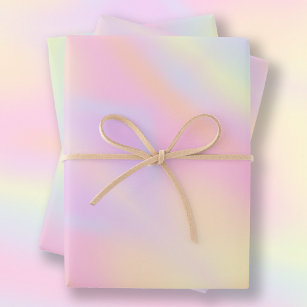 Niedliche Pastel-Rainbow-Marmormuster Geschenkpapier Set