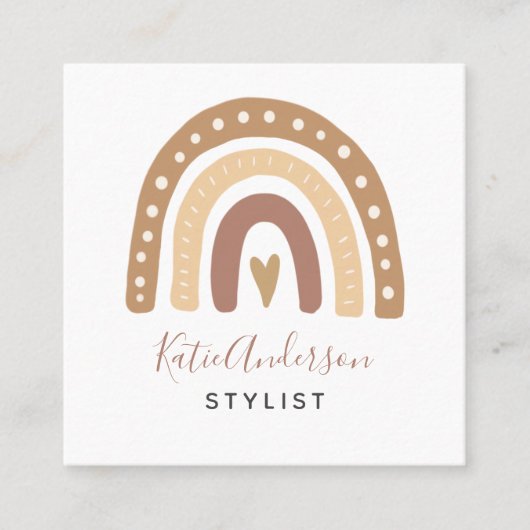 Niedliche Pastel Rainbow Quadratische Visitenkarte (Vorderseite)