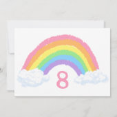Niedliche Pastel Rainbow und Wolken Geburtstag Einladung (Rückseite)