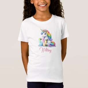 Niedliche Pastel Rainbow UnicorLetter W Monogram T-Shirt