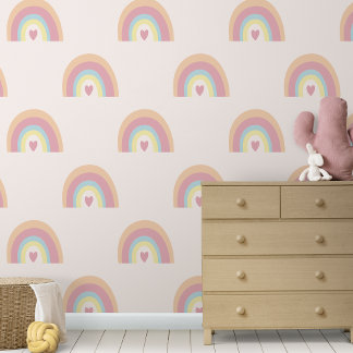 Niedliche Pastel Rainbows Baby Girl Kinderzimmer Tapete