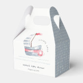 Niedliche Pastel Red Blue Sailboat Babydusche Geschenkschachtel (Rückseite)