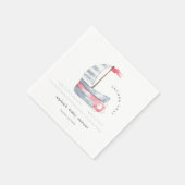 Niedliche Pastel Red Blue Sailboat Babydusche Serviette (Ecke)