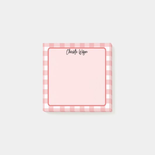 Niedliche Pastel Red Gingham Pattern Post-It-Notes Post-it Klebezettel (Vorderseite)