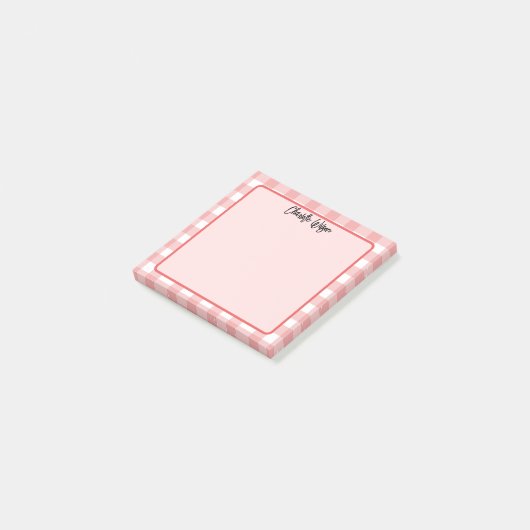 Niedliche Pastel Red Gingham Pattern Post-It-Notes Post-it Klebezettel (angewinkelt)