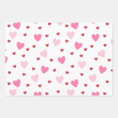 Niedliche Pastel Red White Valentine's Hearts Lieb Geschenkpapier Set (Vorderseite 2)