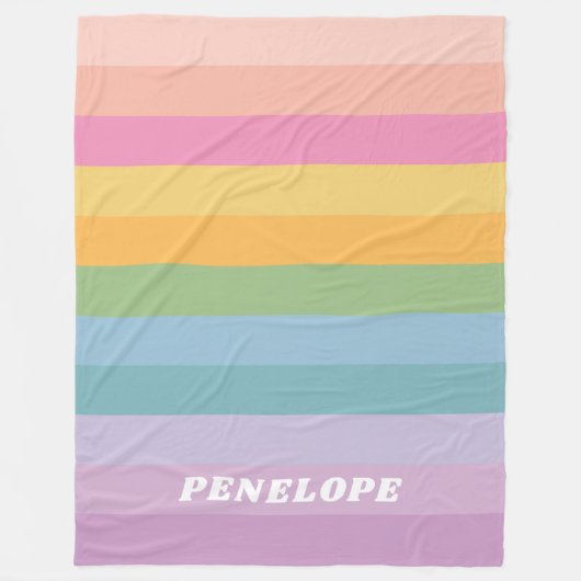 Niedliche Pastel Regenbogenstreifen Personalisiert Fleecedecke (Vorderseite)