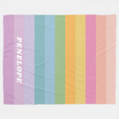 Niedliche Pastel Regenbogenstreifen Personalisiert Fleecedecke (Vorderseite (Horizontal))