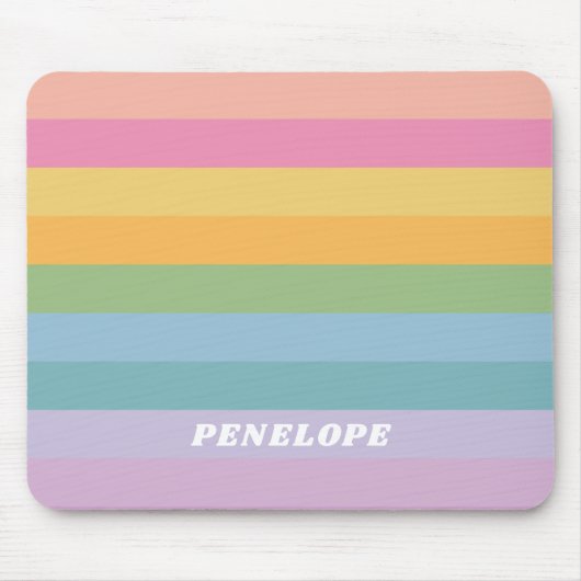 Niedliche Pastel Regenbogenstreifen Personalisiert Mousepad (Vorne)
