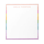 Niedliche Pastel Regenbogenstreifen Personalisiert Notizblock (Vorderseite)