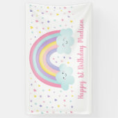 Niedliche Pastel-Regenbogenwolken Erster Geburtsta Banner (Vertikal)