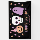 Niedliche Pastel Skull Ghost Halloween Geburtsname Banner (Vertikal)