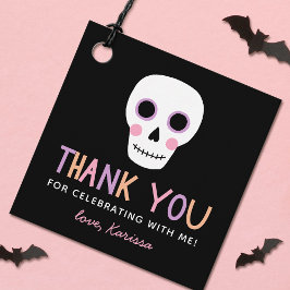 Niedliche Pastel Skull Halloween Geburtstagsname Geschenkanhänger