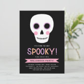 Niedliche Pastel Spooky Skull and Stars Halloween- Einladung (Stehend Vorderseite)
