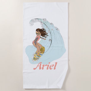 Niedliche Pastel Surfer Girl mit dem Namen Summer  Strandtuch