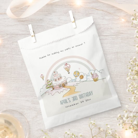Niedliche Pastel Sweet Time Candy Land Kindergebur Geschenktütchen (Ausgeschnitten)