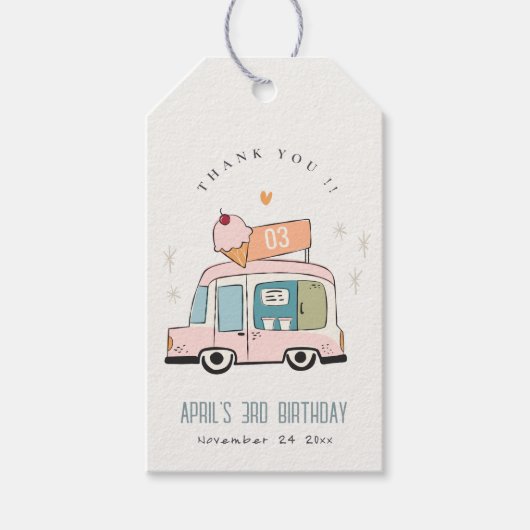 Niedliche Pastel Sweet Time Ice Truck Geburtstag Geschenkanhänger (Vorderseite)
