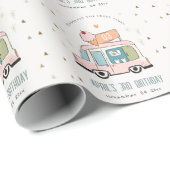 Niedliche Pastel Sweet Time Ice Truck Geburtstag Geschenkpapier (Rolleneckpunkt)