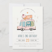 Niedliche Pastel Sweet Two Ice Cream Truck 2. Gebu Einladung (Vorderseite)