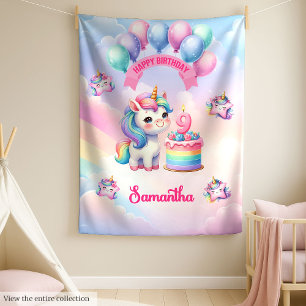 Niedliche Pastel Unicorn Blanket 9. Geburtstagskar Fleecedecke