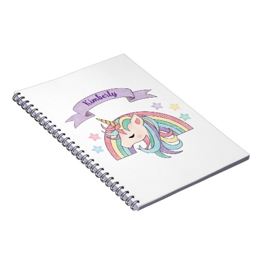 Niedliche Pastel Unicorn & Funkelnd Rainbow Indivi Notizblock (Rechte Seite)