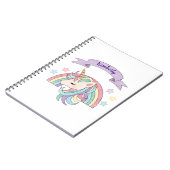 Niedliche Pastel Unicorn & Funkelnd Rainbow Indivi Notizblock (Linke Seite)