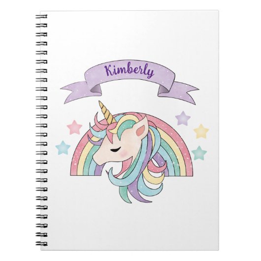 Niedliche Pastel Unicorn & Funkelnd Rainbow Indivi Notizblock (Vorderseite)