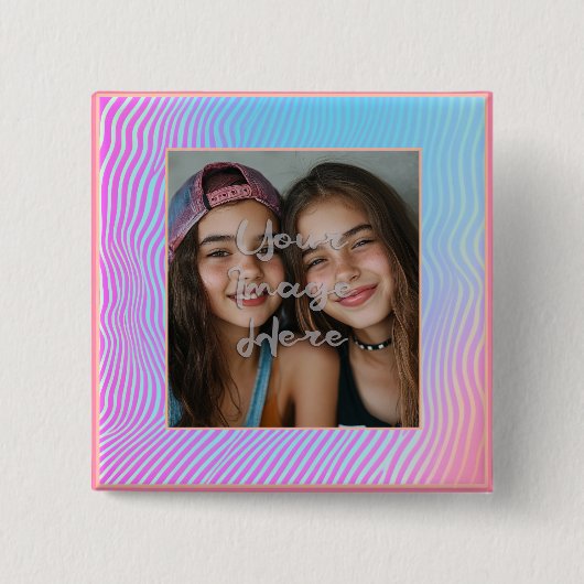 Niedliche Pastel Vaporwave Strip Foto Border Button (Vorderseite)